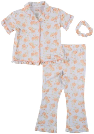 Thumbnail 1: FLORAL THREADS Little Girls 3 Pc Ruffle Sleeve Floral Pajama Set  