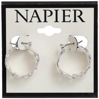 Thumbnail 2: Napier 21 MM Textured Small Click-It Hoop Earrings  