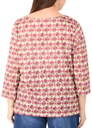 Thumbnail 3: Hearts of Palm Women's Plus 3/4 Sleeve Embossed Keyhole Top  