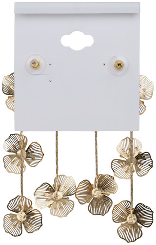 Thumbnail 2: Natasha Gold Tone Crystal Floral Statement Drop Earrings 