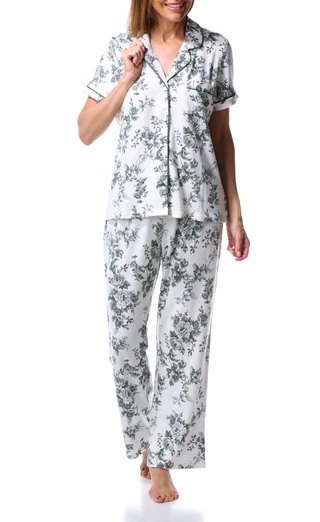 Thumbnail 1: Laura Ashley 2 Pc Women's Short Sleeve Floral Print Pajama Pant Set  