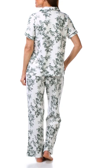 Thumbnail 2: Laura Ashley 2 Pc Women's Short Sleeve Floral Print Pajama Pant Set  