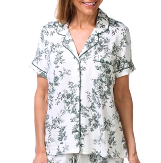 Thumbnail 4: Laura Ashley 2 Pc Women's Short Sleeve Floral Print Pajama Pant Set  