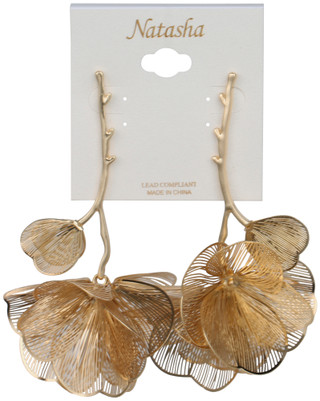 Thumbnail 1: Natasha Gold Tone Floral Statement Drop Earrings  