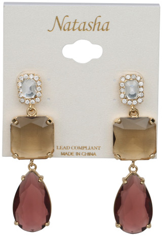 Thumbnail 1: Natasha Gemstone Statement Drop Earrings 