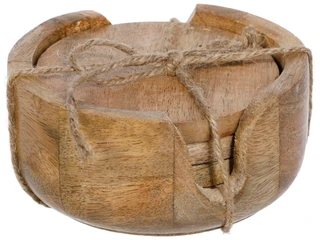 Thumbnail 2: Wellwood 4 Pk Wood Coasters with Wood Caddy 