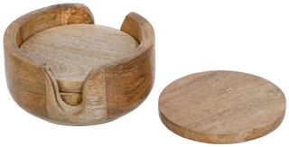 Thumbnail 1: Wellwood 4 Pk Wood Coasters with Wood Caddy 