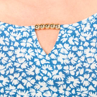 Thumbnail 3: Hearts of Palm Womens Plus 3/4 Sleeve Floral Print Crinkle Bead Keyhole Top 