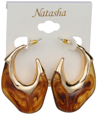 Thumbnail 1: Natasha Gole Tone Tortoise Hoop Earrings  