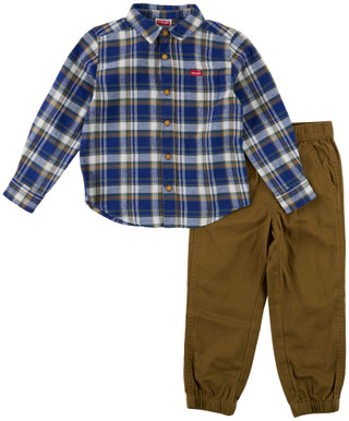 Thumbnail 1: Wrangler 2 Pc Boys Long Sleeve Button Up Flannel and Pants Set  