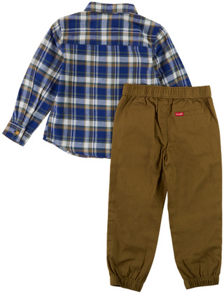 Thumbnail 3: Wrangler 2 Pc Boys Long Sleeve Button Up Flannel and Pants Set  