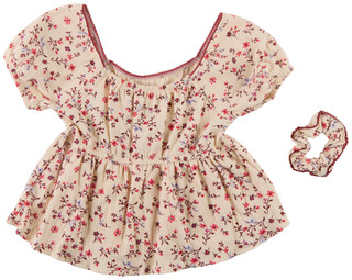 Thumbnail 2: Jessica Simpson 2 Pc Girls Short Sleeve Woven Top w/ Matching Scrunchie  