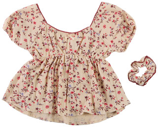 Thumbnail 1: Jessica Simpson 2 Pc Girls Short Sleeve Woven Top w/ Matching Scrunchie  