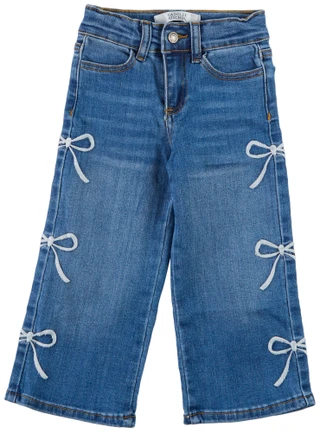 Thumbnail 1: BADGLEY MISCHKA Little Girl's Wide Leg Bow Jeans  