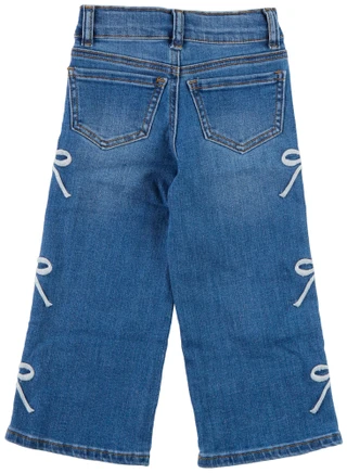 Thumbnail 2: BADGLEY MISCHKA Little Girl's Wide Leg Bow Jeans  