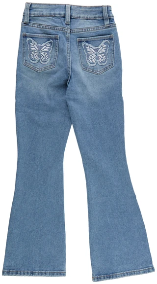 Thumbnail 2: YMI Girls Butterfly Patch Flare Jeans 