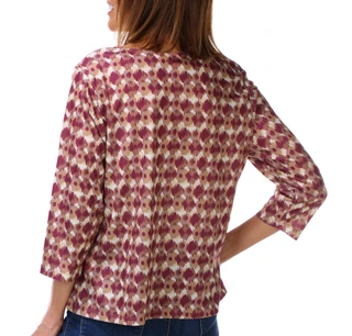 Thumbnail 3: Hearts of Palm Women's Petite 3/4 Sleeve Keyhole Top  