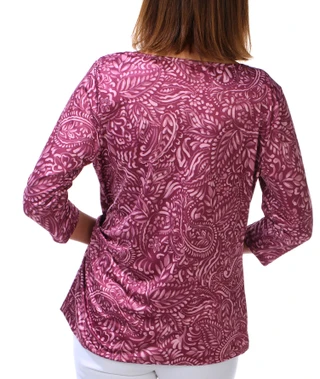 Thumbnail 3: Hearts of Palm Women's Petite 3/4 Sleeve Embossed Side Knot Top  