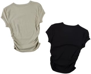 Thumbnail 2: SINCERELY JULES Juniors 2 Pk Short Sleeve Ribbed Crew Neck Tee  