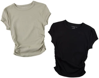 Thumbnail 1: SINCERELY JULES Juniors 2 Pk Short Sleeve Ribbed Crew Neck Tee  