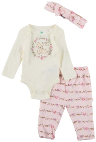 Thumbnail 1: Disney Baby Baby Girls 3 Pc Sweet Like Bambi Onesie Pants Set 