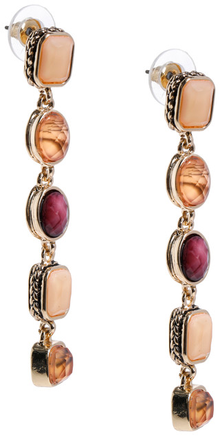 Thumbnail 1: Napier Dangle Linear Post Gold Berry Earrings  