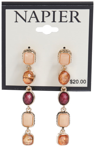 Thumbnail 2: Napier Dangle Linear Post Gold Berry Earrings  