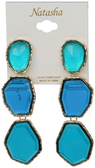 Thumbnail 1: Natasha Geometric Cystal Drop Earrings 