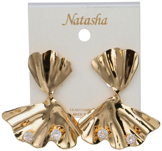 Thumbnail 1: Natasha Gold Tone Crystal Twist Statement Earrings 
