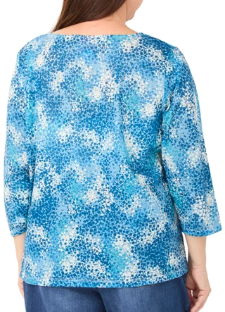 Thumbnail 2: Hearts of Palm Women's Plus 3/4 Sleeve Print Top 