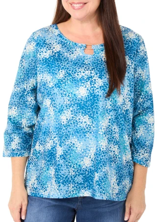 Thumbnail 1: Hearts of Palm Women's Plus 3/4 Sleeve Print Top 