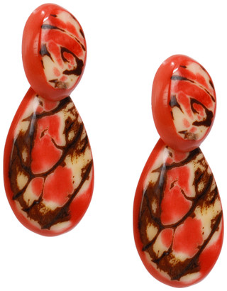Thumbnail 2: TAGUA Handmade Tagua Palm Nut Poppy Coral Octavia Earrings  