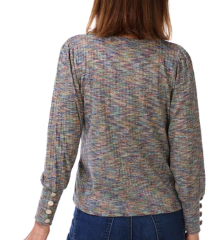 Thumbnail 3: ZAC AND RACHEL Women's Petite Long Sleeve Crew Neck Ribbed Top  