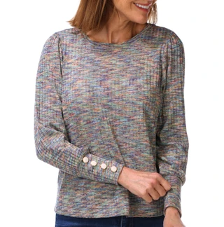 Thumbnail 1: ZAC AND RACHEL Women's Petite Long Sleeve Crew Neck Ribbed Top  