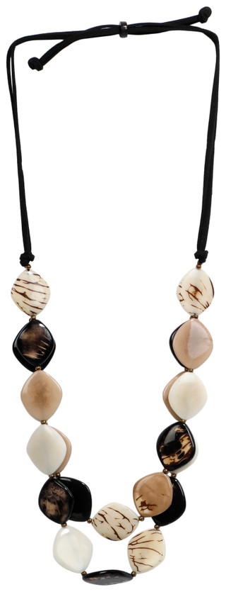 Thumbnail 1: TAGUA Handmade Tagua Palm Nut Megan Black Combo Necklace  