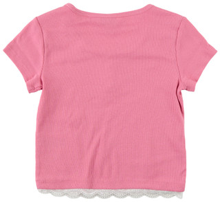 Thumbnail 2: Lucky Brand Girls Short Sleeve Ribbed Lace Henley Tee 