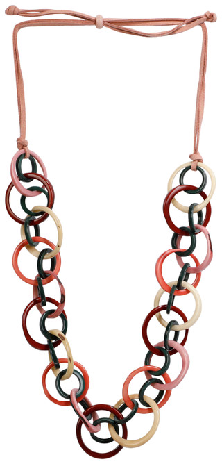 Thumbnail 1: TAGUA Handmade Tagua Palm Nut Angeles Pink Combo Necklace  