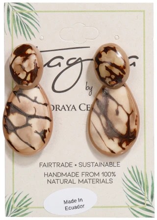 Thumbnail 1: TAGUA Handmade Tagua Palm Nut Cafe Con Leche Octavia Earrings  