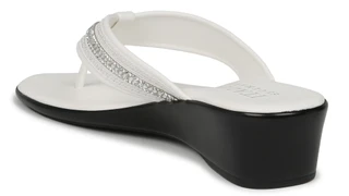 Thumbnail 2: Italian Shoemakers Women's White Gem Thong Wedge Sandals 