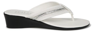 Thumbnail 3: Italian Shoemakers Women's White Gem Thong Wedge Sandals 