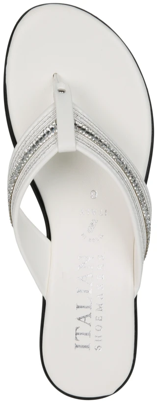 Thumbnail 4: Italian Shoemakers Women's White Gem Thong Wedge Sandals 