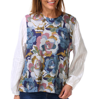 Thumbnail 1: ZAC AND RACHEL Women's Petite Long Sleeve Hacci Floral Crew Neck Top 