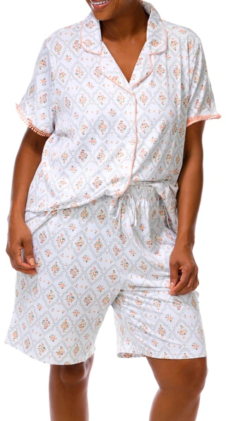 Thumbnail 3: Laura Ashley Plus 2 Pc Floral Print Pajama Shorts Set 