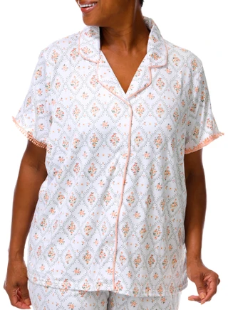 Thumbnail 5: Laura Ashley Plus 2 Pc Floral Print Pajama Shorts Set 