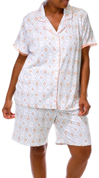 Thumbnail 1: Laura Ashley Plus 2 Pc Floral Print Pajama Shorts Set 