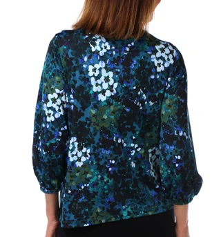 Thumbnail 3: Zac & Rachel Women's Petite 3/4 Sleeve Print Crewneck Top  