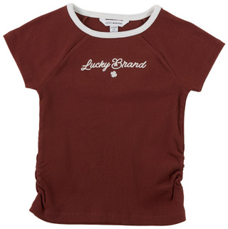 Thumbnail 1: Lucky Brand Girls Short Sleeve Ribbed Raglan Logo Script Tee 