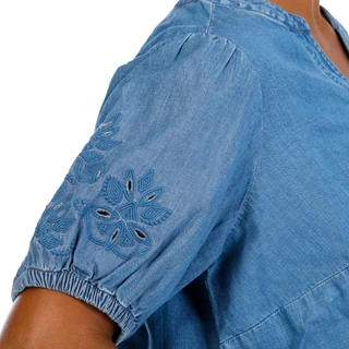 Thumbnail 2: Coral Bay Plus Short Sleeve Denim Eyelet Top 