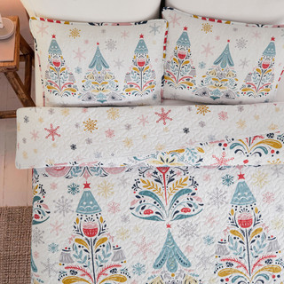 Thumbnail 3: AVANTI Avanti Folk Trees Reversible Quilt Set 