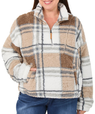 Thumbnail 1: THREAD AND SUPPLY Women's Plus Long Sleeve Quarter Zip Pullover Jacket  